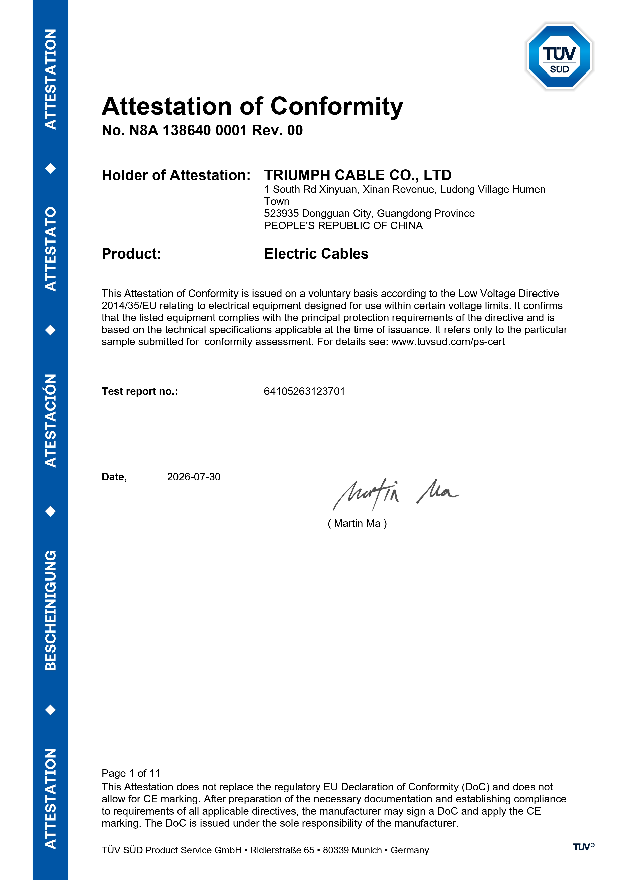 CE No. N8A 138640 0001  PVC WIRE&CABLE(pic2)